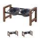 6.3inch Ceramic Adjustable Raised Double Bowls Set with Stand, 3 Heights Elevated, 2 Placement Options,Food and Water Bowls for Adult Cat Small and Medium Dog(Reactived Glaze -Grey)