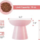 Extra Wide Elevated Ceramic Cat Bowl, 6.2" Shallow Dish for Whisker Fatigue Relief, 5" Height for Easy Feeding, Durable Raised Cat Food Bowls, Pack of 2, Pink