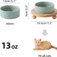 Ceramic Elevated Cat Food and Water Bowl, Kitty Bowl, Raised Cat Dish, Pet Feeder (5.1 in,1 x Light Green + Stand)