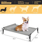 Veehoo Outdoor Elevated Dog Bed, Raised Dog Cot for Small Medium Dogs, Cooling Washable Waterproof Pet Hammock Beds with Slope Headrest, Breathable Mesh and Sturdy Frame, M, Grey, CWC2204