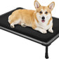 Veehoo Chew Proof Elevated Dog Bed, Durable Raised Pet Cot with Soft PP Cotton-Filled Waterproof Mat, Washable Padded Cot for Indoor, Outdoor & Camping, 35-Inch, Black