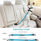 SlowTon Dog Seat Belt, Adjustable Dog Safety Belt Leash, 2 in 1 Latch Bar Attachment Dogs Car Seatbelt with Elastic Nylon Bungee Buffer, Reflective Nylon Belt Tether Connect to Dog Harness (Blue)