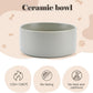 SPUNKYJUNKY Raised Ceramic Dog Bowls Set with Non-Slip Acacia Wood Stand for Large Sized Dog(60.87 OZ, Gray)