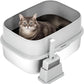 Stainless Steel Sifting Litter Box with Lid, Metal Litter Pan with Scoop for Big Cats Multi Cat, Extra Large Cats Litterbox Odor Control, Easy Clean (23*16.5*16.5inch-with Enclosure, X-Large)