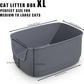Gefryco Large Cat Litter Box with High Sided 24.6"x18.3"x12.2" - Jumbo Extra Large Open Anti - Splashing High Wall for Multiple Cats (Grey)