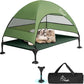 Upgraded Elevated Dog Bed with Canopy, Portable Raised Outdoor Dog Bed with Stable Anti-Slip Feet, Removable Wider Shade, Raised Dogs Cot for Large Pets Camping, Indoor & Outdoor Use