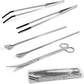 5 Pcs Reptile Feeding Tools Set with Silicone Tips - Extra Long Straight&Curved Tongs, Spoons, Scissors - Stainless Steel Terrarium Feeder Kit for Bearded Dragons, Lizards, Snake, Spiders, Aquarium