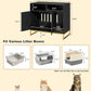 Cat Litter Box Enclosure, Large Hidden Pet Storage Cabinet Furniture with Waveform Fluted Doors & Scratching Pad, Modern Wooden Cat House Indoor for Washroom, Living Room, Bedroom, Black
