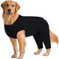Kuoser Dog Surgery Suit Female Spay Male Neuter, Dog Leg Sleeve to Stop Licking Soft Dog Onesie for Abdominal Wound, Dog Recovery Suit Rear Leg Sleeves Pet Elbow Brace Protector, Black 2XL