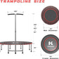 40/48" Low-Impact Rebounder Trampoline for Adults with Bungee, 450/550LBS Quiet Mini Exercise Trampoline with Adjustable U/T-Shaped Foam Handle Bar, Fitness Equipment for Indoor/Gym Workout