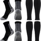 2 Set Anti-Slip Grip Soccer Socks with Shin Guard Sleeves, Sports Athletic Socks for Men Women