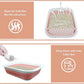 Foldable Cat Litter Box Open Potty Pan Portable Collapsible Cats Litter Boxs Travel Kitten Pan with Scoop Waterproof Low Entrance for Kitten and Easy Clean 17.7"×13.4"x4.9"(Pink)