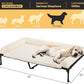 Veehoo Cooling Elevated Dog Bed Add Removable Deluxe Rose Plush Bolster Cushion Mat, 53" x 33" Washable Dog Couch Bed, Raised Pet Cot with Breathable Teslin Mesh, No-Slip Feet, White, CWC2439B
