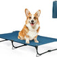Daisy Cot, Medium Foldable Elevated Dog Bed, Portable Raised Outdoor Folding Dog Cot, Cooling, Chew Proof, Waterproof, Heavy Duty Up to 160 Lbs for Camping/Home, Dark Blue, 32"x 19"x6"