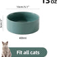 Ceramic Set of 2 Cat Bowls, Food and Water Bowls for Cats, Kitty, 2pcs Cat Dishes, Pet Feeder(5.1inch, 2 x Light Green Bowls)
