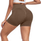 CHRLEISURE Women's 4 Packs Workout Gym Shorts, High Waisted Butt Lifting Scrunch Butt Seamless Booty Shorts
