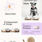 Ceramic Dog Bowls for Medium Small Dogs - 4 Cup Medium Dog Food and Water Bowls with Wood Stand, Cute Pet Dishes Set of 2, Lines+Dot