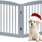Freestanding Pet Gate - Foldable Wooden Dog Gate for House, Indoor, 80 Inch Wide, 4 Panels 24", Grey