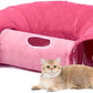 Cat Tunnel, Large Indoor Durable Collapsible Interactive Cat Tube with Peek-A-Boo Hole, Hanging Toys, and Crinkly Paper Lining - Cute Tunnel for Cats, Kittens, Puppies & Rabbits, Pink