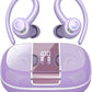 Wireless Earbuds Bluetooth 5.3 Headphones Sports, 48Hrs Playtime Bluetooth Earbuds with CVC 8.0 Mic, Stereo Bass Over Ear Bud with Earhooks, LED Display, IP7 Waterproof Earphon for Running Purple