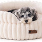 MEWOOFUN Washable Small Dog Bed, Cat Beds for Indoor Cats with Anti-Slip Bottom, Round Pet Bed for Puppy and Kitten (Beige, 24"x24"x9")