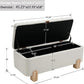 Kmax 45" Storage Bench Linen Entryway Bench Upholstered Ottoman Bench with Wavy Top & Safty Hinge for Bedroom Living Room Hallway, Beige