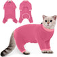 PUMYPOREITY Cat Recovery Suit, Stops Wound Licking After Surgery, Sticky Hair Shirt with Sticky Fabric, Cat Pajamas Prevents Over-Grooming, Pink, XS