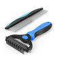 YINGFAN Pet Grooming Combo, Double-Sided Dematting Deshedding Undercoat Rake for Dogs and Cats, Extra Wide Dog Brush for Shedding (Blue)