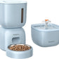 Automatic Cat Feeder and Water Dispenser FW1, Wire or Battery Cat Food Dispenser Timer Pet Feeder - Locking Lid, Desiccant Bag, Programmable Portion Control, 4 Daily Meals, 10s Voice Recorder-Blue