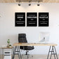 Framed Canvas Wall Art Success Quote, Office Wall Art, Black Large Poster, Positive Motivational Set of 3 Prints, Execute Failure Definition, Inspirational Print (B-3pcs,20x30inchx3pcs)