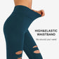 DIBAOLONG Womens High Waist Yoga Pants Cutout Ripped Tummy Control Workout Running Yoga Skinny Leggings