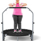 CLORIS 40in Folding Trampoline Mini Trampoline Rebounder Trampoline for Adults Fitness Trampoline with Adjustable Foam Handle, with safty Padded Cover Best Gift for Kids/Adult