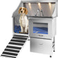 polimo Dog Washing Station, LED Professional Stainless Steel Dog Bathing Station 38", Dog Grooming Tub for Large, Medium & Small Dog - with Window, Ramp, Drawer, Floor Grate & Faucet (Left RAMP, 38")