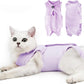 DOTON Cat Recovery Suit for Male and Female Surgical Post Surgery Soft Cone Onesie Shirt Clothes Neuter Licking Protective Diapers Outfit Cover Kitten Spay Collar(S, Purple)