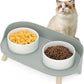 Elevated Dog Bowls Set, Ceramic Pet Food & Water Bowls with Non-Slip Stand, No Spill Design for Cats/Small Medium Dogs Gray