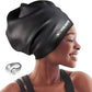 Keary Extra Large Swim Cap for Braids and Dreadlocks Extensions Weaves Long Hair, Waterproof Silicone Cover Ear Bath Pool Shower Swimming Cap for Adult Youth to Keep Hair Dry, Easy to Put On and Off