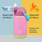 Insulated Water Bottle with Straw Lid,12 oz Stainless Steel Vacuum Metal Bottle with Silicone Handle,Rose Pink