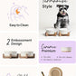 Ceramic Dog Bowl Set, 4 Cups Food and Water Bowl for Medium Small Dogs, Cute Pet Dishes with Wood Stand, Rhombus+Wave Design (Set of 2)