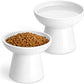 vancasso Ceramic Elevated Cat Bowls 2-Pack - 6.2" Extra Wide Raised Cat Food & Water Dishes, 5.1" Optimal Height Anti-Whisker Fatigue Shallow Bowls for Cats/Kittens/Dogs, Lead & Cadmium Free (White)