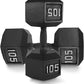WF Athletic Supply Cast Iron Solid Hexagon Gray/Black Dumbbells, Strength Training Free Weights Set of 2 for Women and Men, Hand Weights Sold by Pairs, Multi-Select Size Options Available