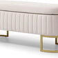 50" Sherpa Storage Ottoman Bench – Velvet Upholstered Bedroom Bench with Golden Metal Legs, Lift-Top Hidden Storage, Modern Footrest for Living Room, Entryway, Bed End (Beige)