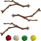 PINVNBY Bird Perch for Cage,3Pcs Parrot Perches Natural Grape Wood Birdcage Stands Pole 4Pcs Birds Toys Ball for Parakeet Lovebirds Budgies Cockatiels Finches