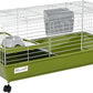 PawHut 35" L Small Animal Cage, Rolling Bunny Cage, Guinea Pig Cage with Food Dish, Water Bottle, Hay Feeder, Platform, Ramp for Chinchilla, Green