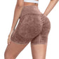 CHRLEISURE Women's 4 Packs Workout Gym Shorts, High Waisted Butt Lifting Scrunch Butt Seamless Booty Shorts