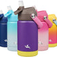 Insulated Water Bottle with Straw Lid,12 oz Stainless Steel Vacuum Metal Bottle with Silicone Handle,Violets