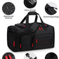 Gym Bags for Men Women, 45L Sports Travel Duffle Bag with Shoe Compartment, 3 in 1 Weekener Overnight Backpack with Wet Pocket, Black