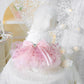 Pink Dog Dress for Small Dog Girl Spring Puppy Clothes with Bow Puff Sleeves Cat Outfit Doggy Princess with Leash Ring Doggies Harness Dress Summer Pet Apparel (Pink White, X-Small)