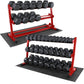 WF Athletic Supply Rubber Coated Hex Dumbbell Set, Multiple Choices Available - Dumbbells with Rack Stand and Mat, or Dumbbells Only (200/550/1200/2100/3000 LB)