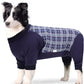 Dog Recovery Suit, Abdominal Wound After Surgery Wear, Anti Licking Bodysuit with Zipper, E-Collar & Cone Alternatives, Plaid Dog Spay Surgical Shirt Prevent Shedding(Large, Blue)