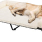 Veehoo Cooling Elevated Dog Bed Add Removable Deluxe Rose Plush Bolster Cushion Mat, 47" x 29" Washable Dog Couch Bed, Raised Pet Cot with Breathable Teslin Mesh, No-Slip Feet, White, CWC2439B